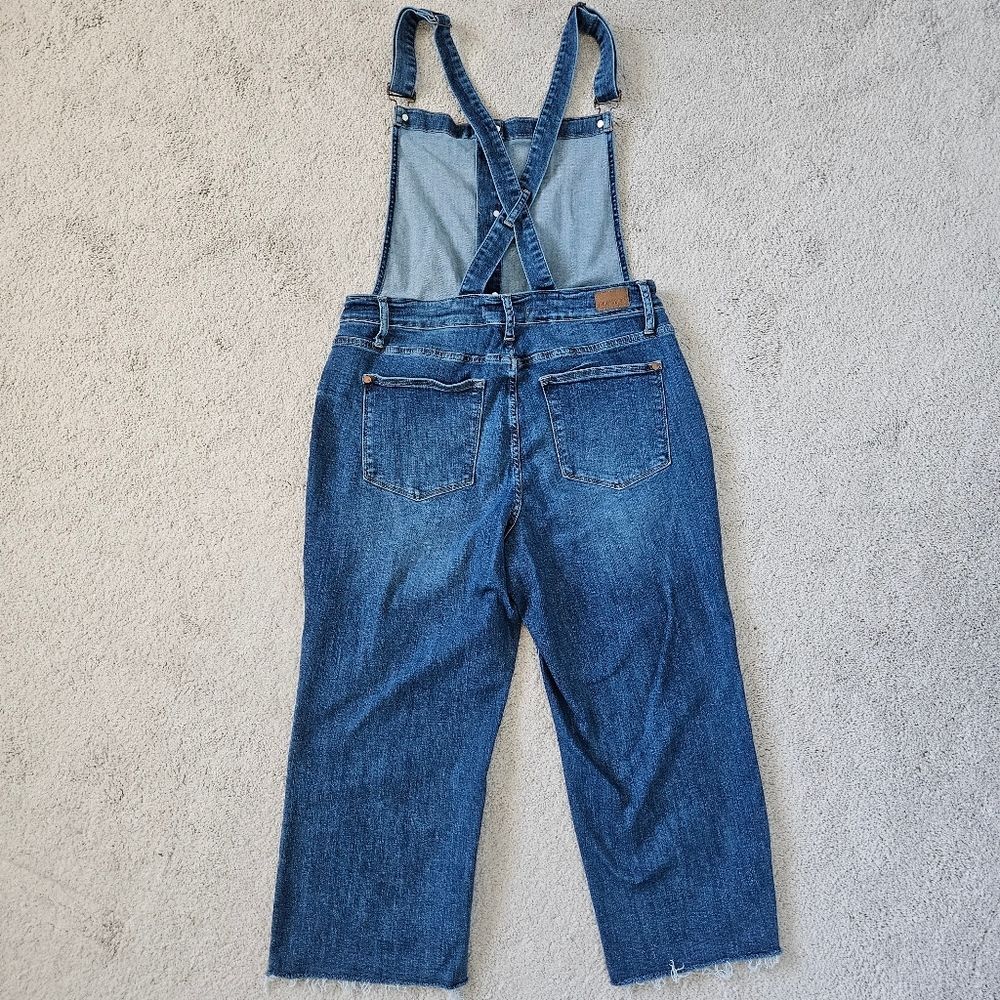 Judy Blue | Wide Leg Crop Denim Overalls Button Front, Womens 1XL - Picture 5 of 10